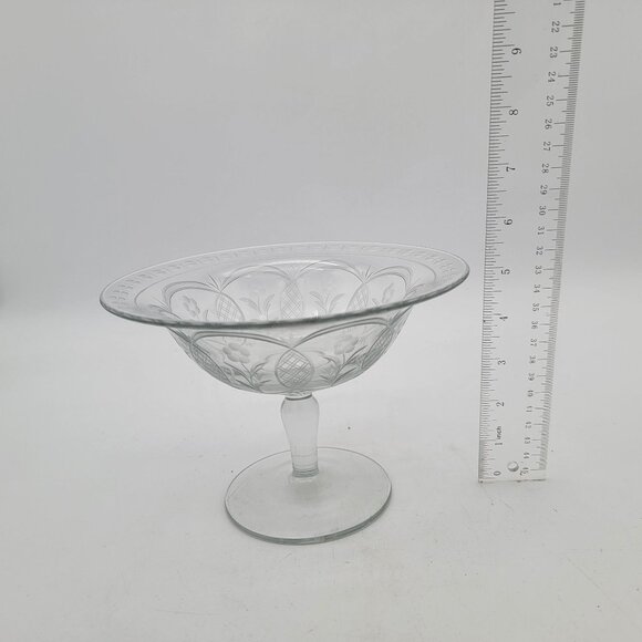 Antique Etched Cut Glass Compote - Picture 4 of 4
